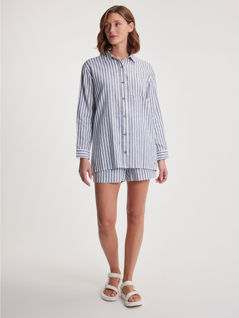 FIG blue & White striped button down, size XL